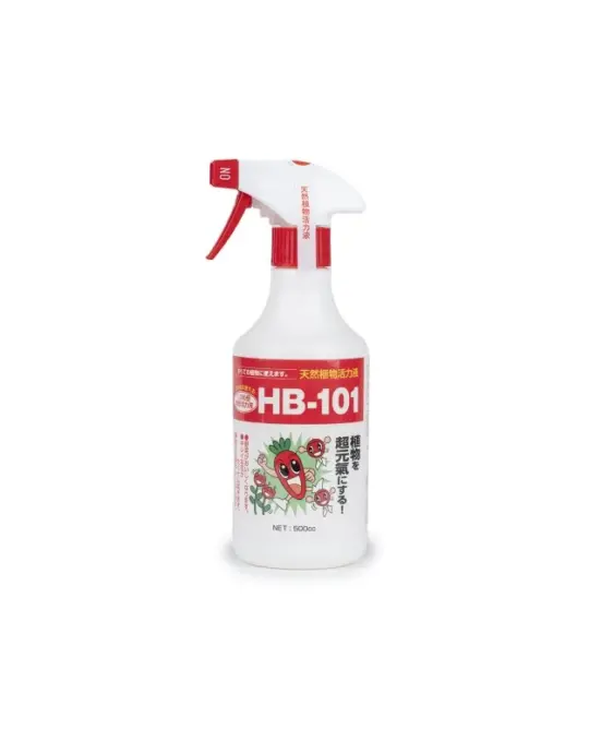 Botella de HB-101 revitalizante natural japonés para bonsáis y plantas, con extractos de árboles longevos, ecológico y listo para usar.